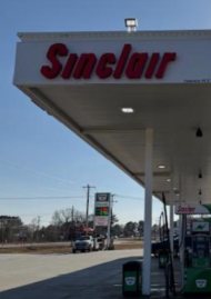 Sinclair gas station fueling island