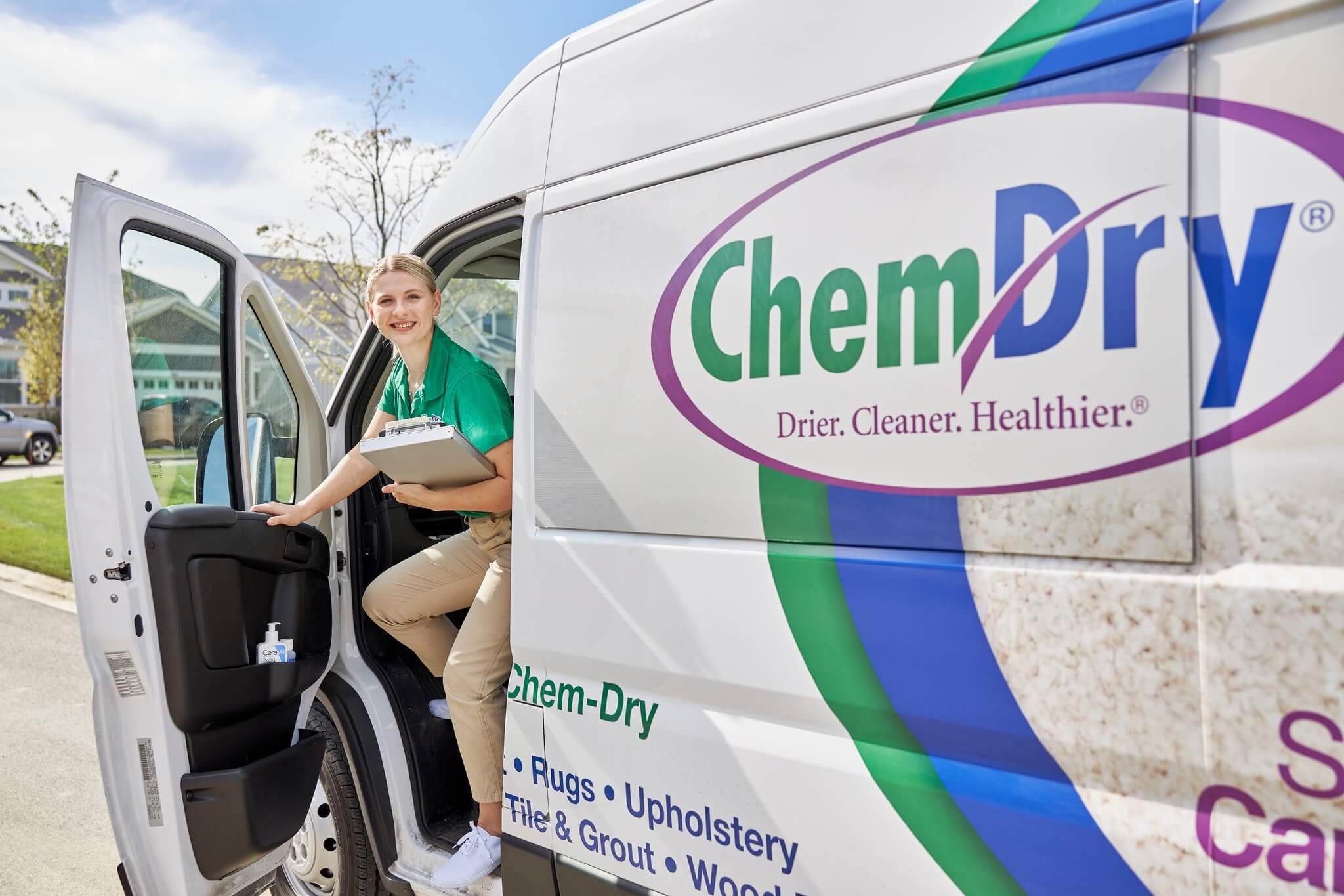 Chem-Dry tech getting out of cleaning van in VA Beach