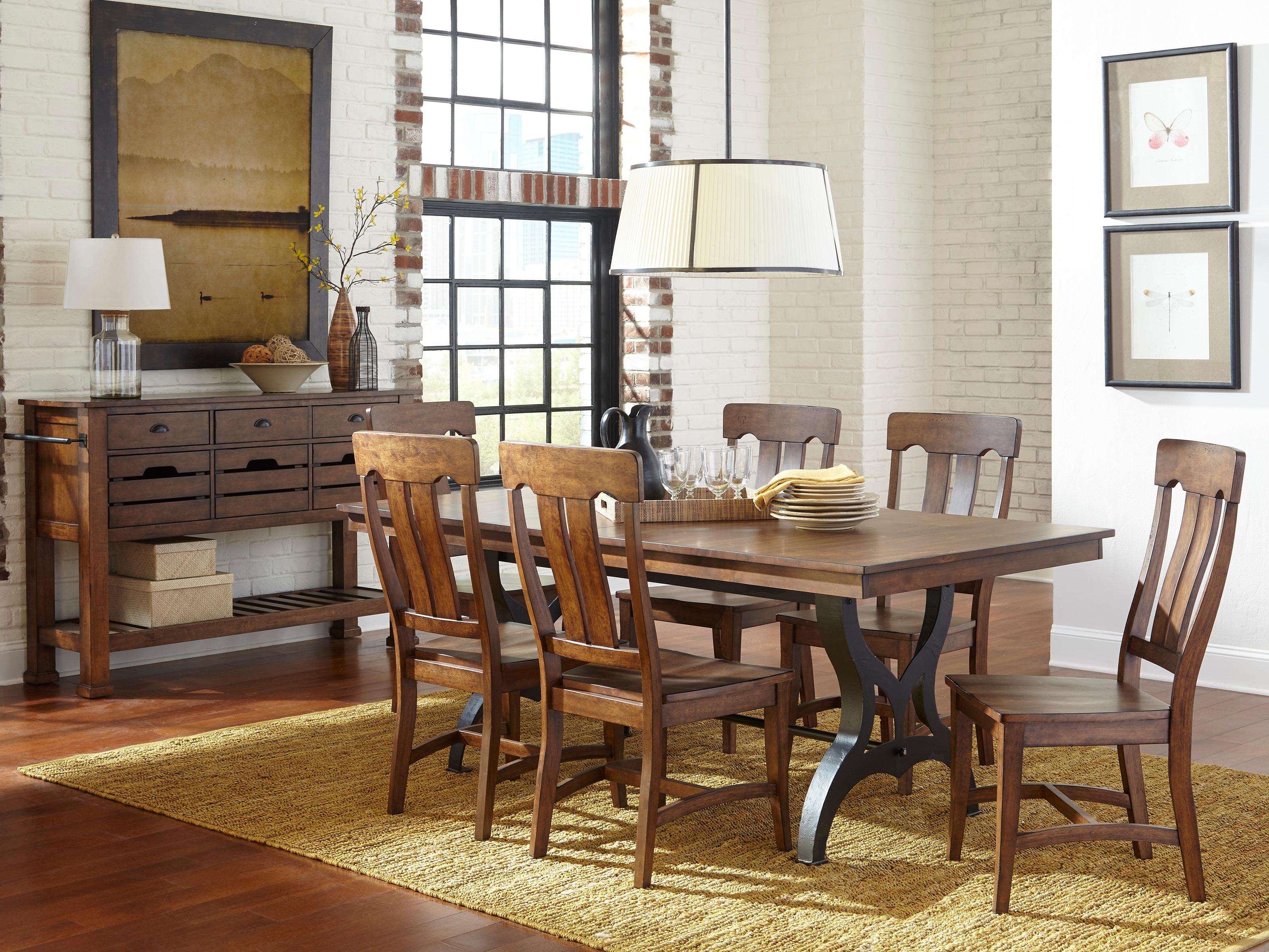 This industrial chic dining set is really turning heads in our showroom. Stop in and see it for yourself!
