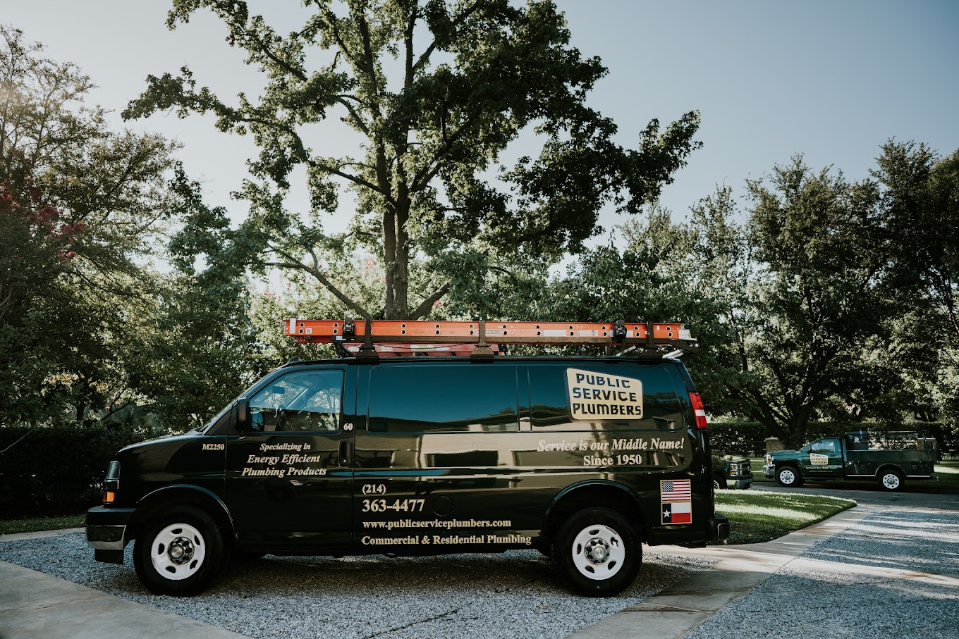 public service plumbers work van