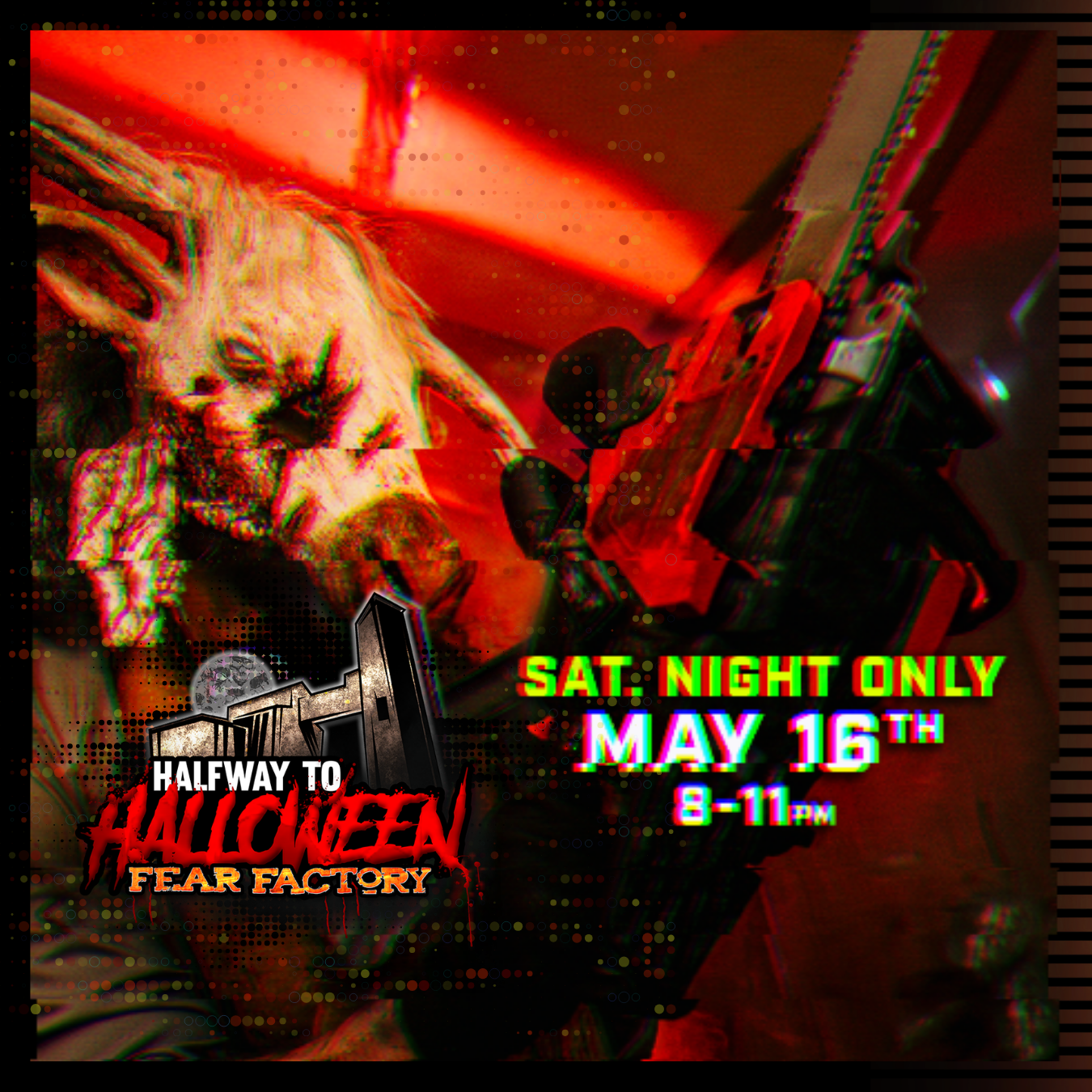 Fear Factory&rsquo;s Halfway to Halloween is creeping closer! For One Night Only, May 16th 8-11PM