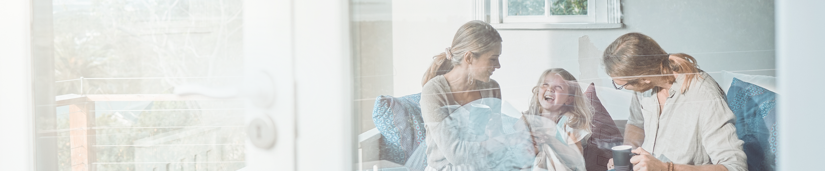 Family laughing together.