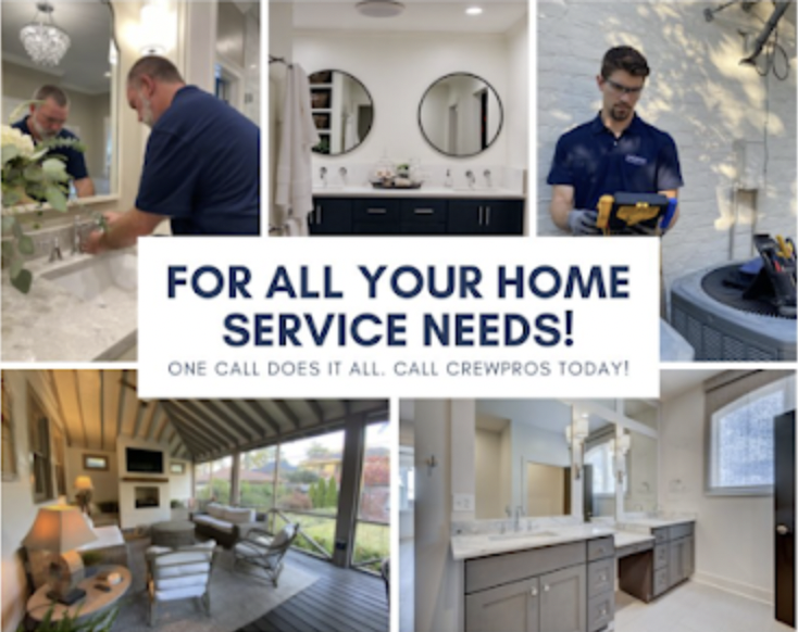 CrewPros is a full-service company that has professionals in home service and construction, with decades of experience! Our experienced crew work hand-in-hand with our designers so that we can properly execute your entire project from blueprints to completion.