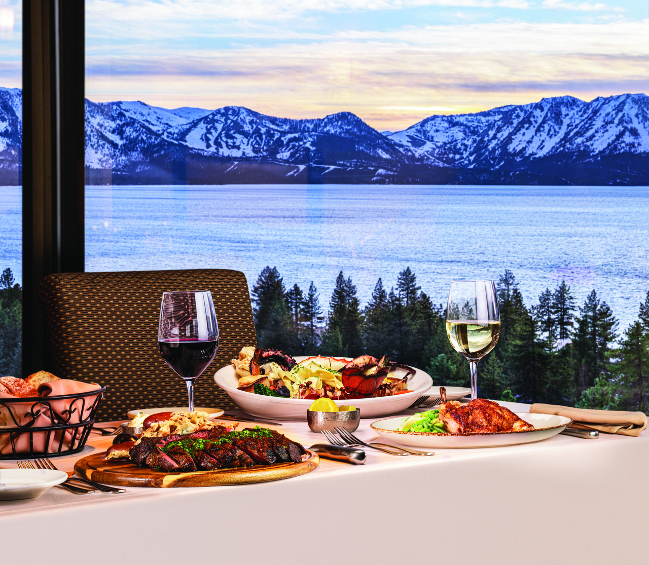 Harrah's Lake Tahoe fridays-051-w1e-3cr-4c. At Harrah's Lake Tahoe you can relax in luxe hotel rooms with premier amenities, play the slots and tables at the casino, reserve a table at a world-class restaurant, and get in on the vibrant nightlife.