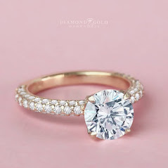 Yellow gold diamond pave engagement ring