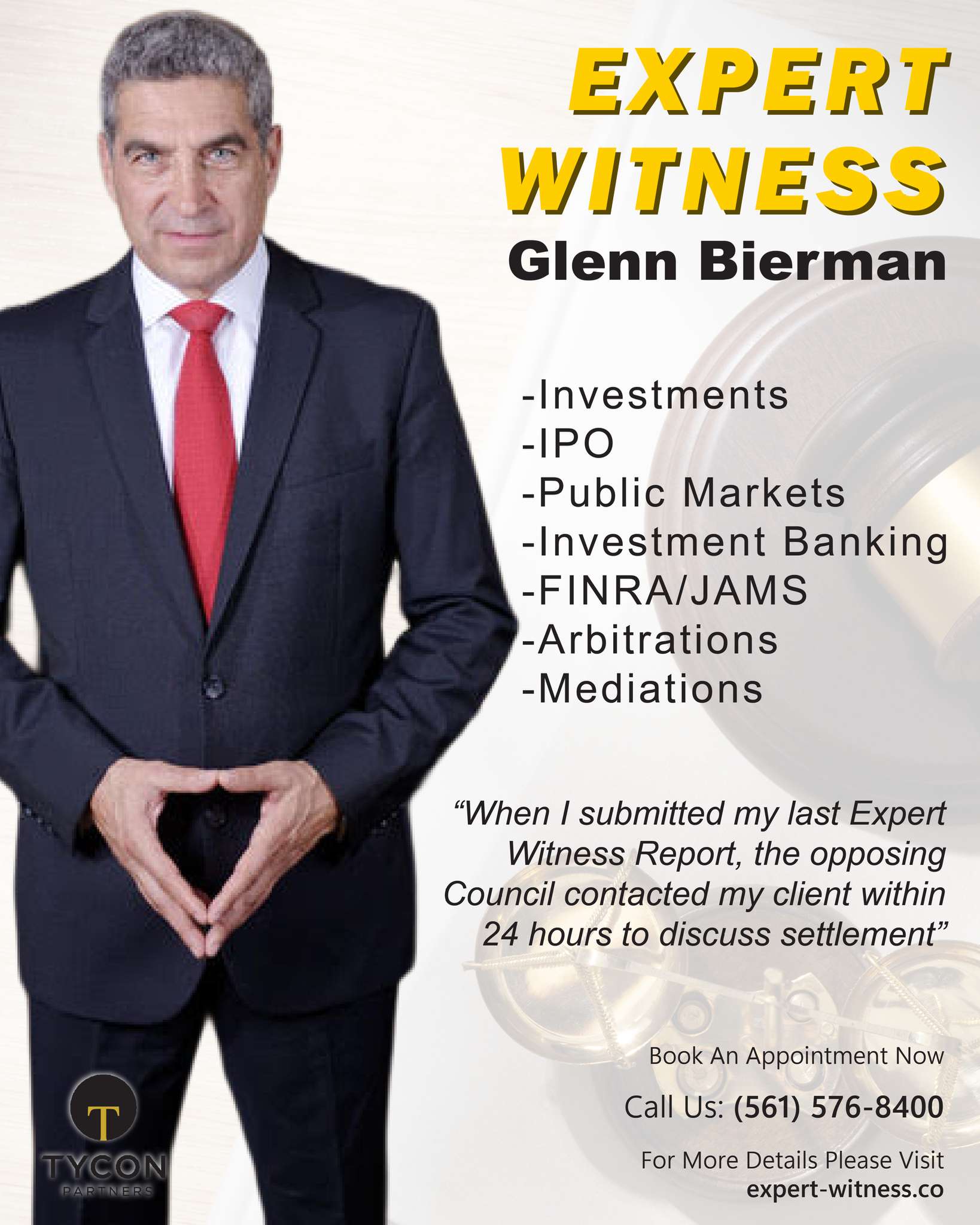 Glenn Bierman Expert Witness Capital Markets