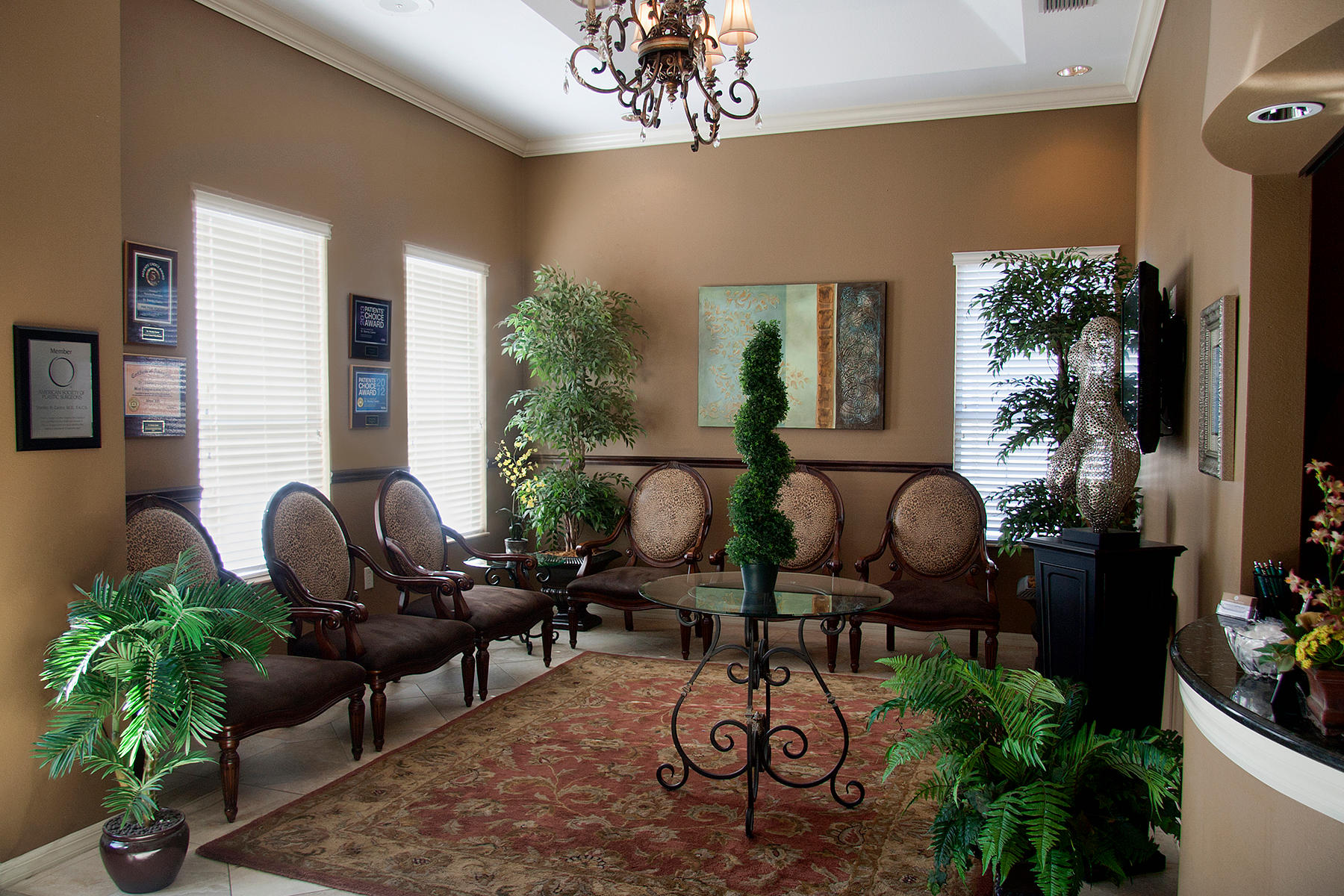 The lobby of Artisan Aesthetics Plastic Surgery & Laser Center located in Tampa, Florida