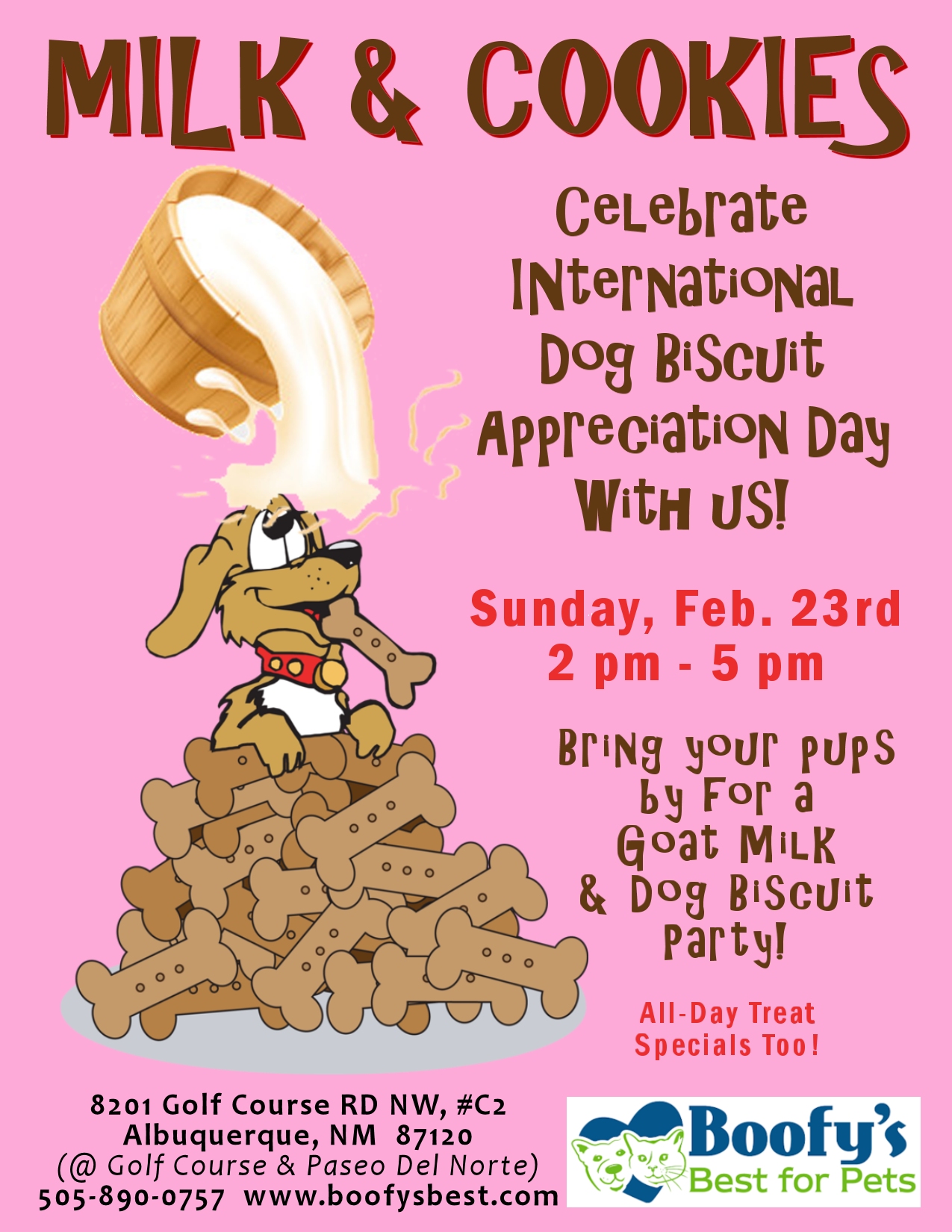 Milk & Cookies International Dog Biscuit Appreciation Day Boofy's