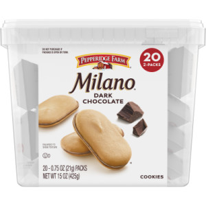 Pepperidge Farm Milano Cookies, Dark Chocolate, 20 Packs, 2 Cookies per Pack featured image