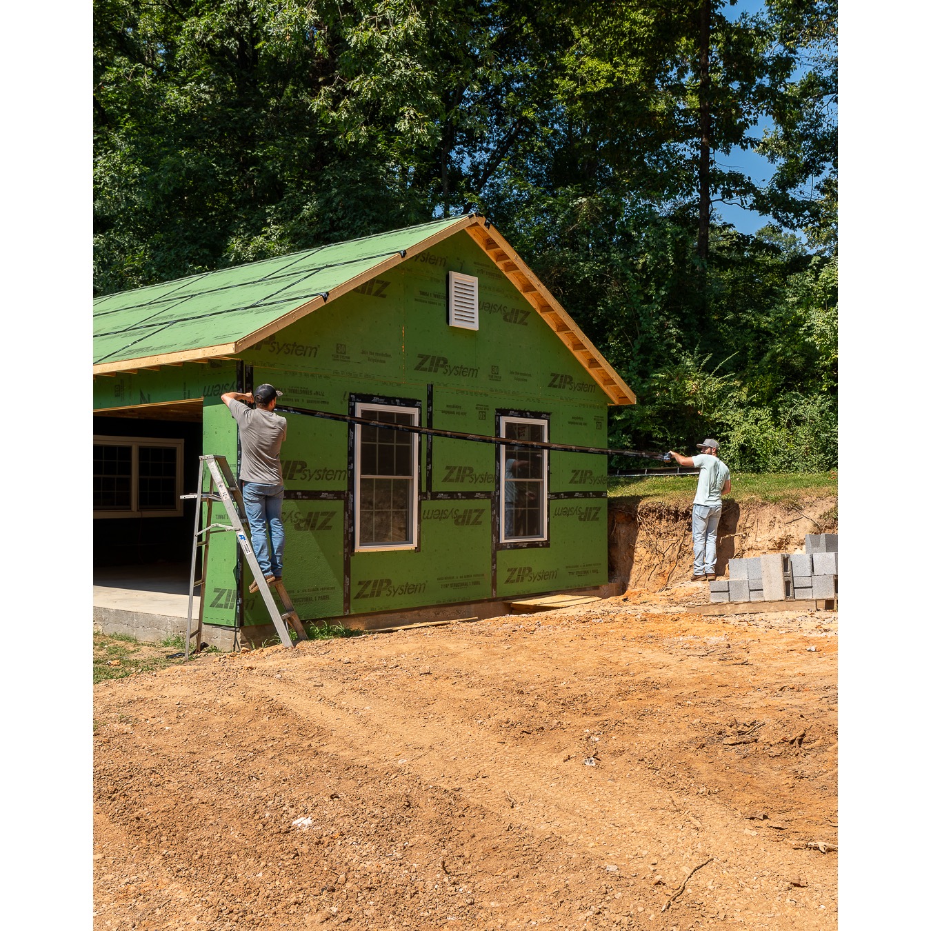 Landman Construction finishing up insulating an exterior home addition in Knoxville Tennessee. 