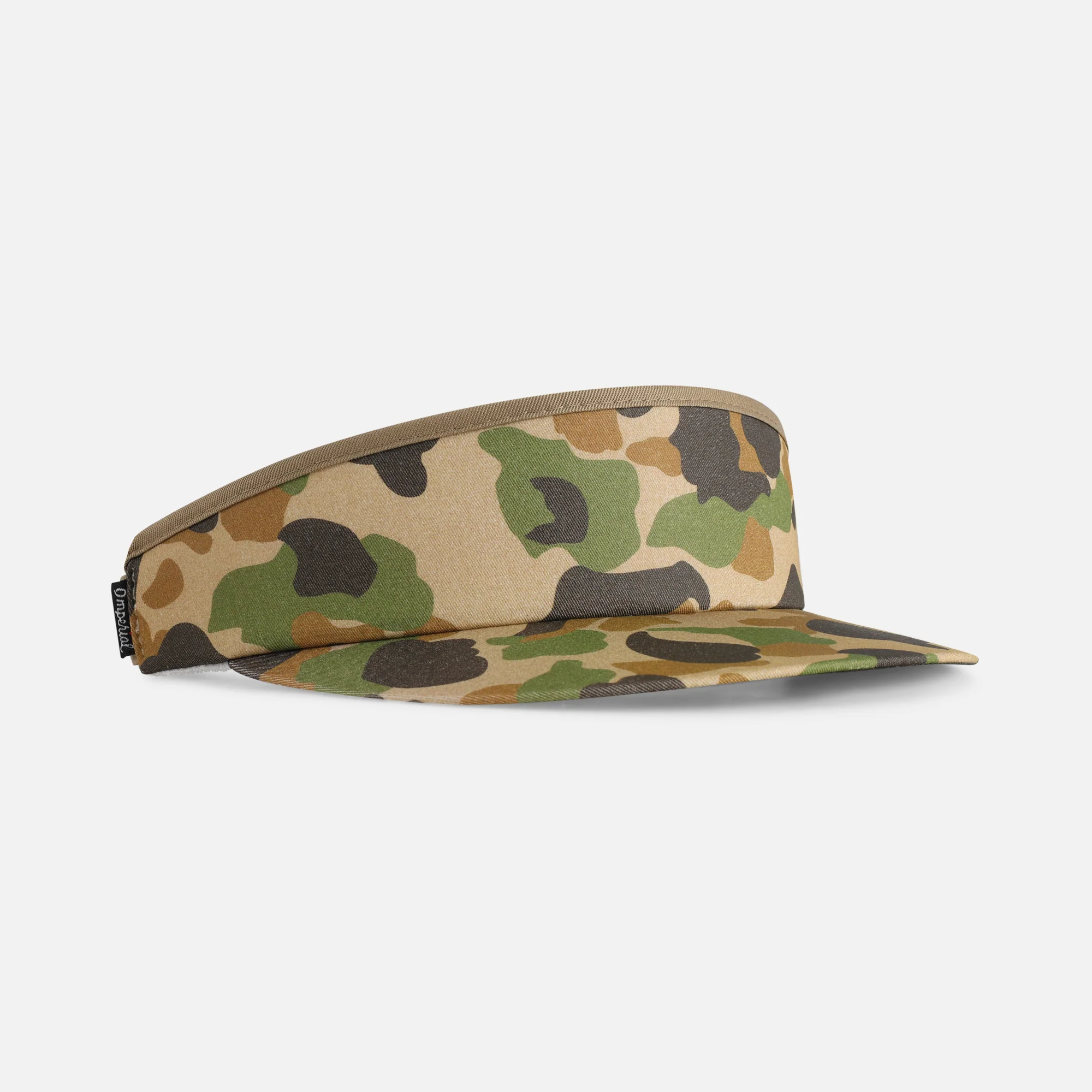 Tour Visor&reg; in a light camouflage print with contrast khaki binding.