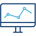 Computer displaying line graph icon
