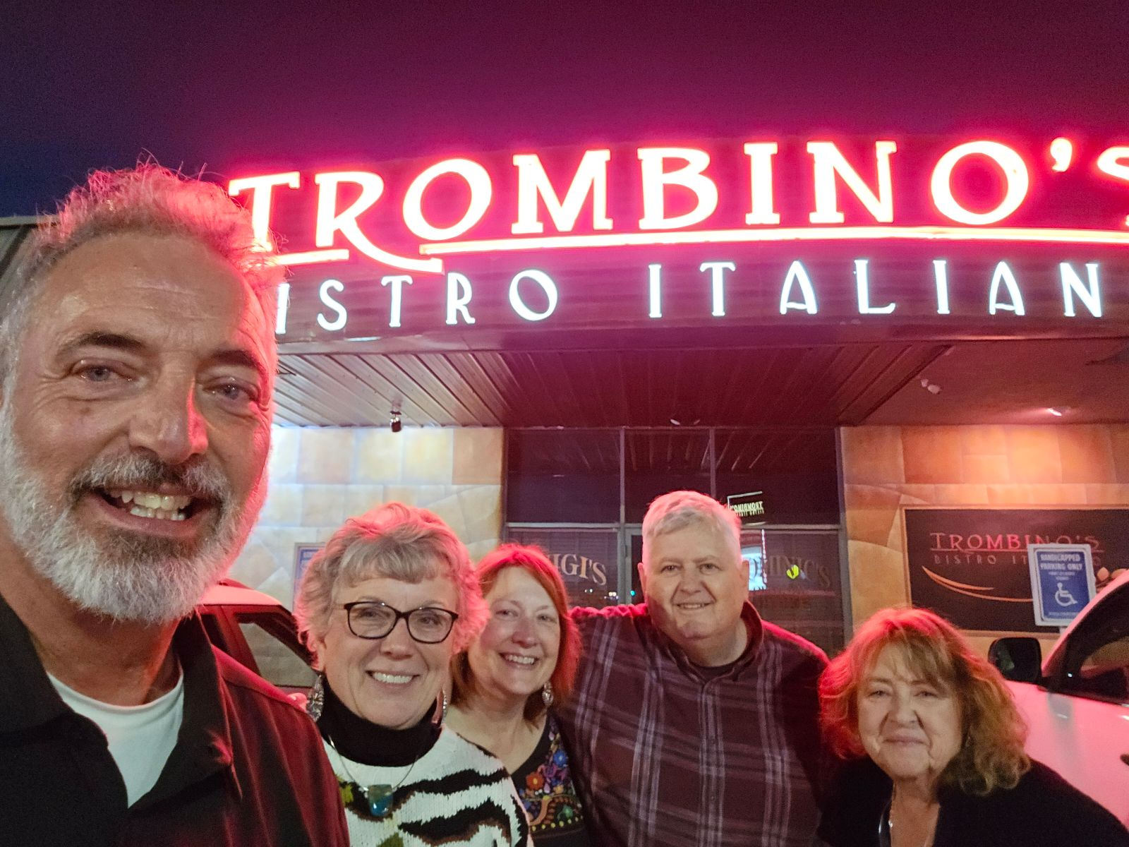 Friends having dinner at a wonderful local, family owned, Italian restaurant. Karen, Annie, Mark and Teresa.