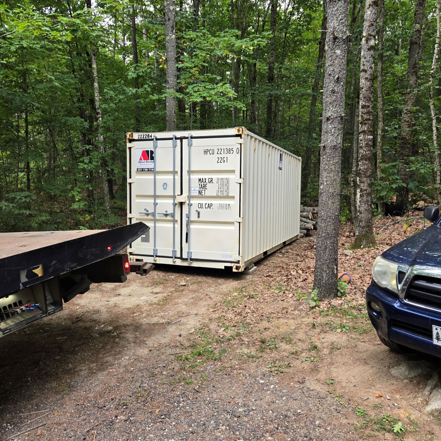 Abco Rental & Storage, Inc. provided a 20-foot storage container rental in Gray, Maine, for a new ho 