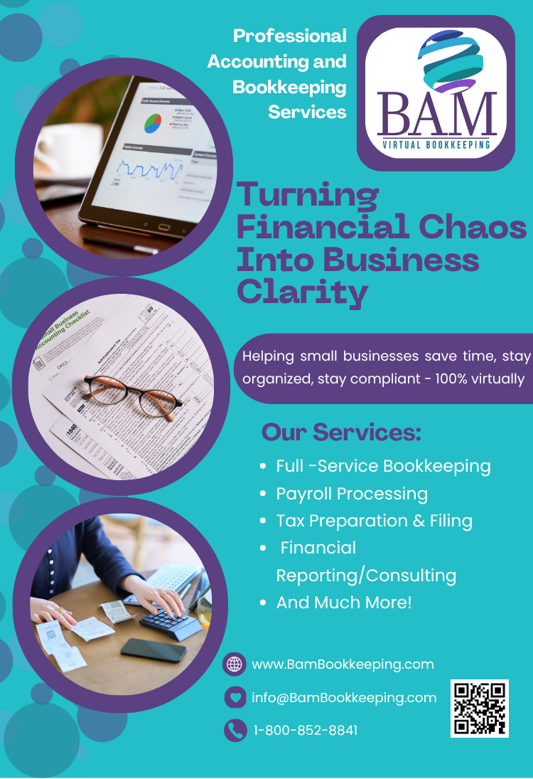 BAM Virtual Bookkeeping providing reliable bookkeeping services for small businesses in Bonney Lake Washington