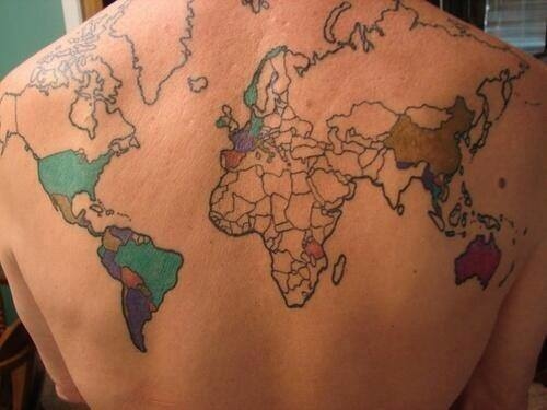 every time she goes to a country she gets it coloured in