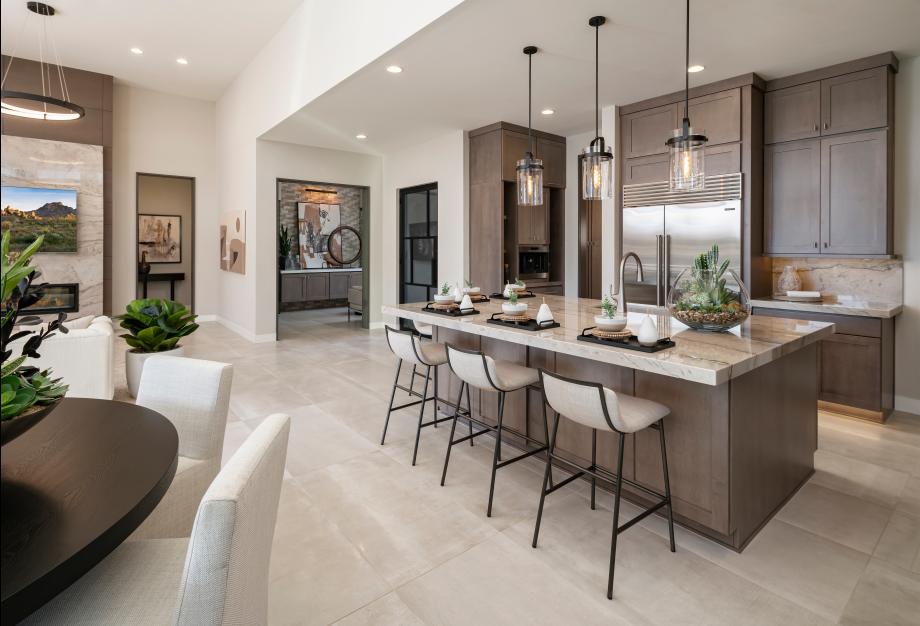Open, single-level floor plans with luxurious finishes