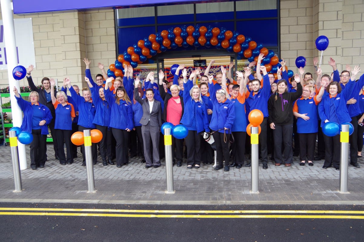B&M's store team at their new Guisborough store can't contain their excitement on opening day.