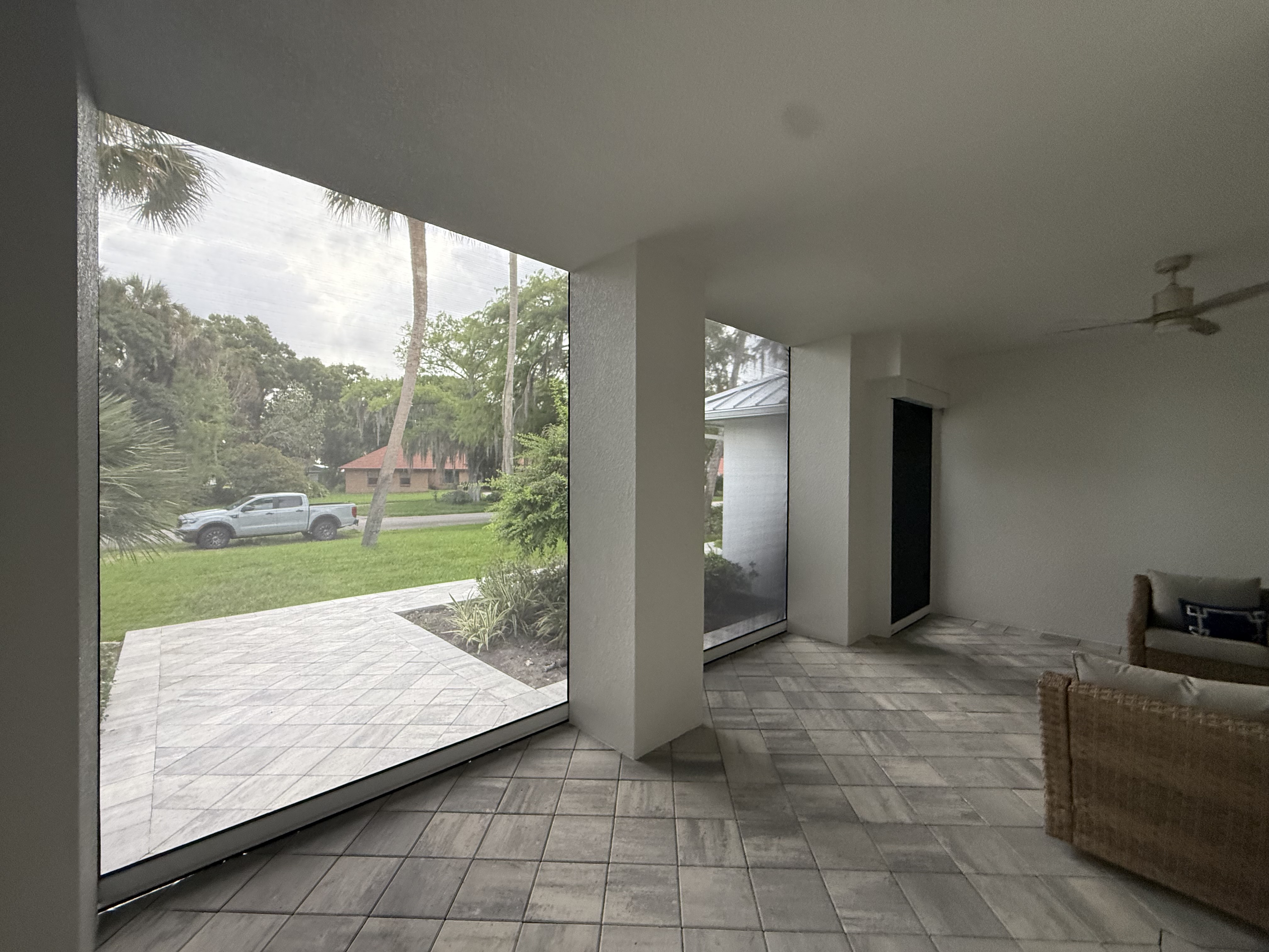 Front Entry Motorized Screens Interior View