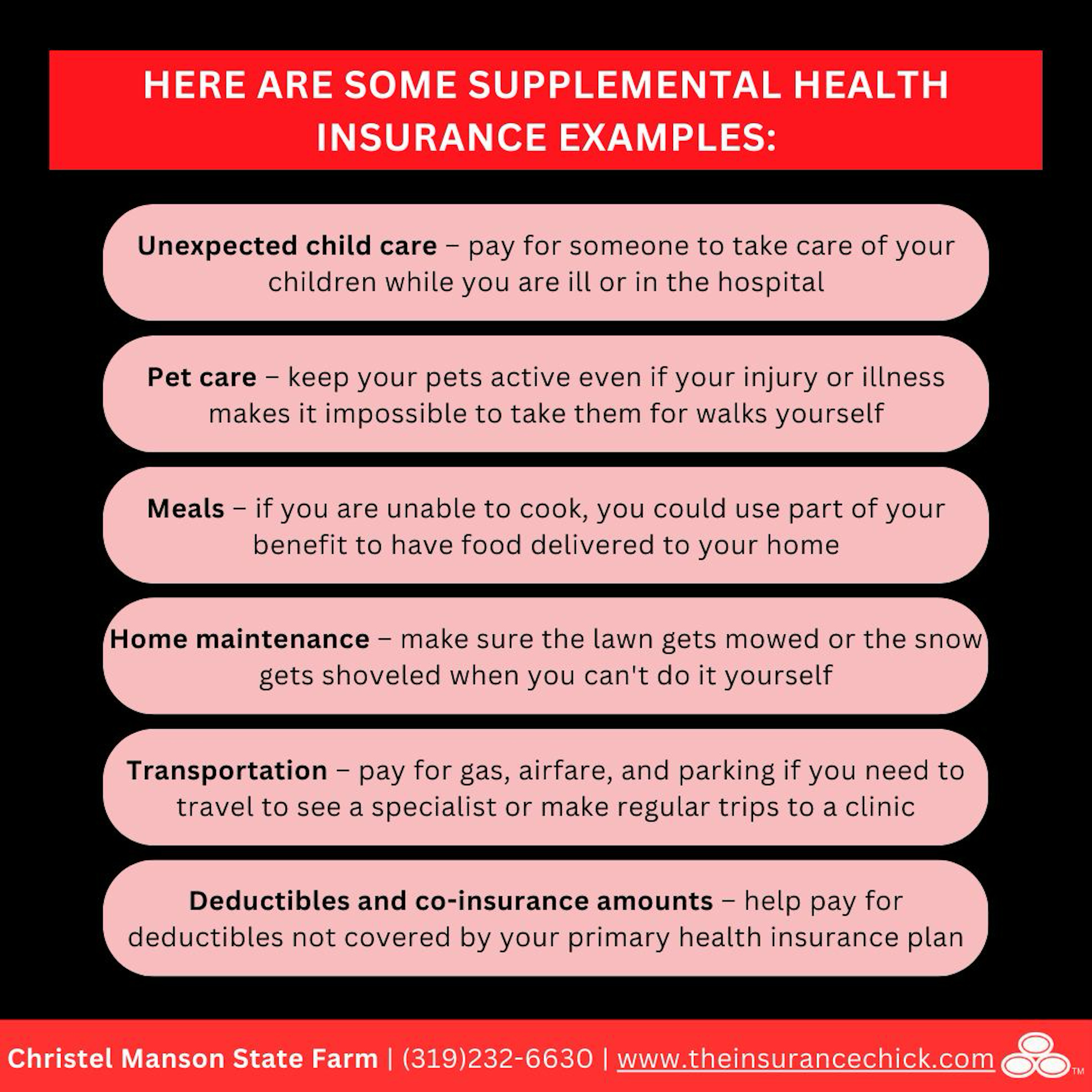 Are you worried about out-of-pocket medical expenses? Supplemental insurance can help! Let us know if you'd like to learn more about protecting your budget.