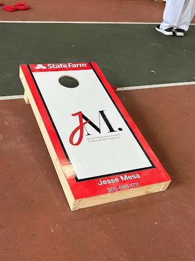 State Farm Jesse Mesa cornhole board