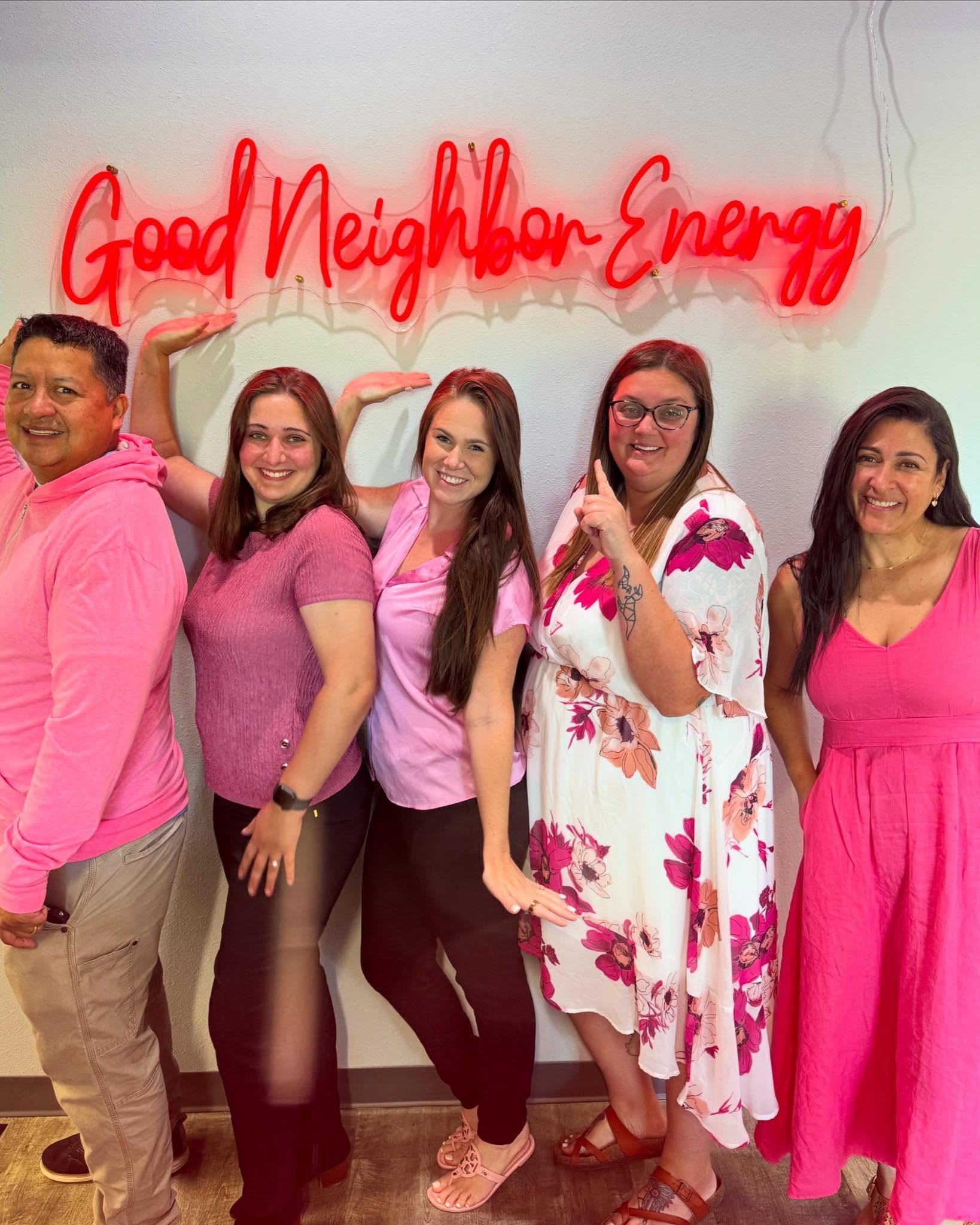 That Good Neighbor energy. Happy National Wear Pink Day. Today we are celebrating with a little extra color, a lot of team spirit, and plenty of smiles. We hope your day is bright, positive, and full of fun.