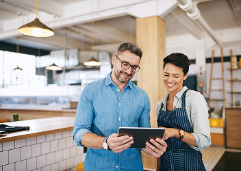 Business owners working together.