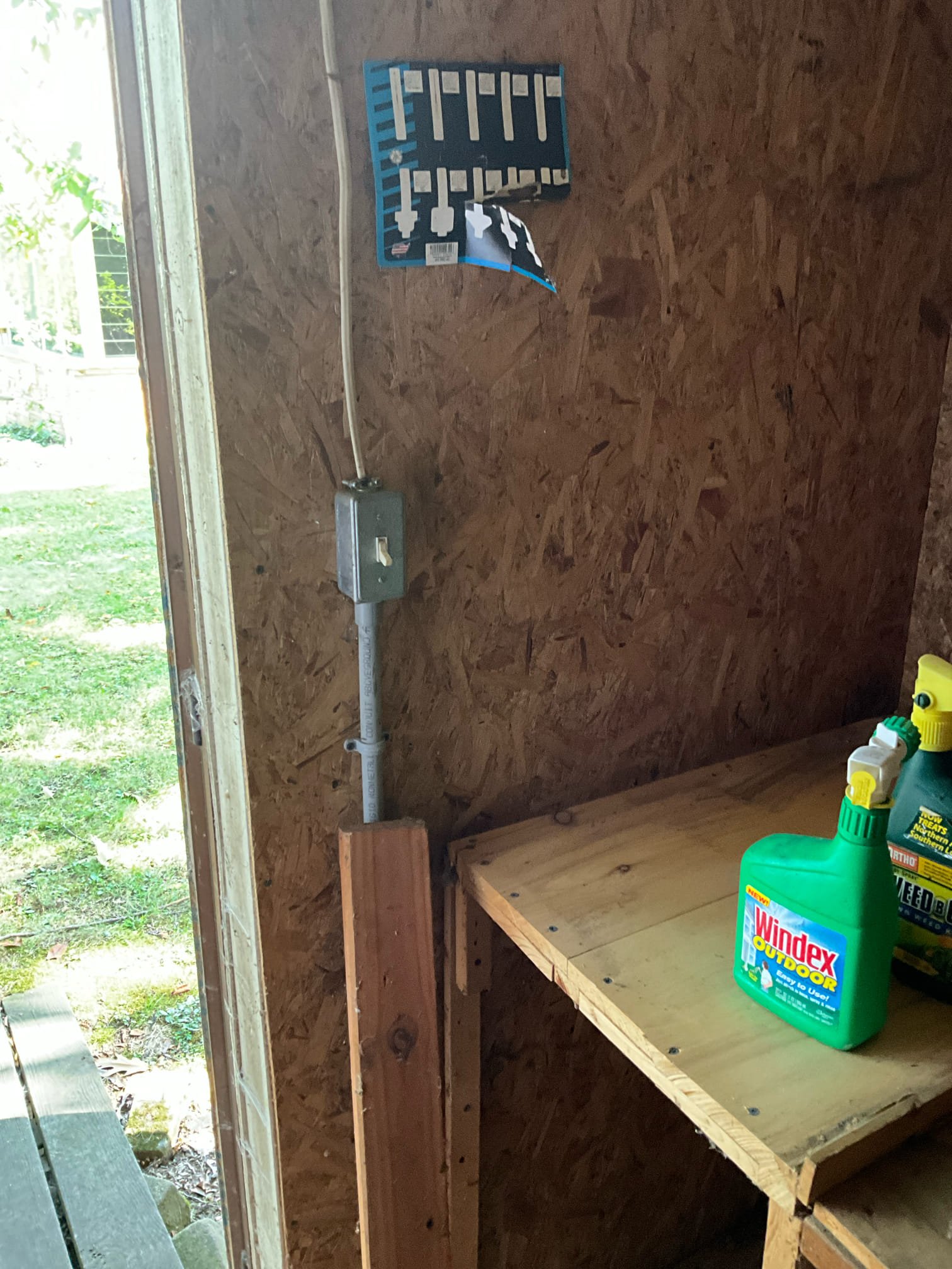 Thomas Edison Electric ran new conduit and installed a dedicated light switch in an outbuilding at a Norristown, PA property. The surface-mounted metal junction box and rigid conduit provide a clean, code-compliant wiring path for the detached structure.