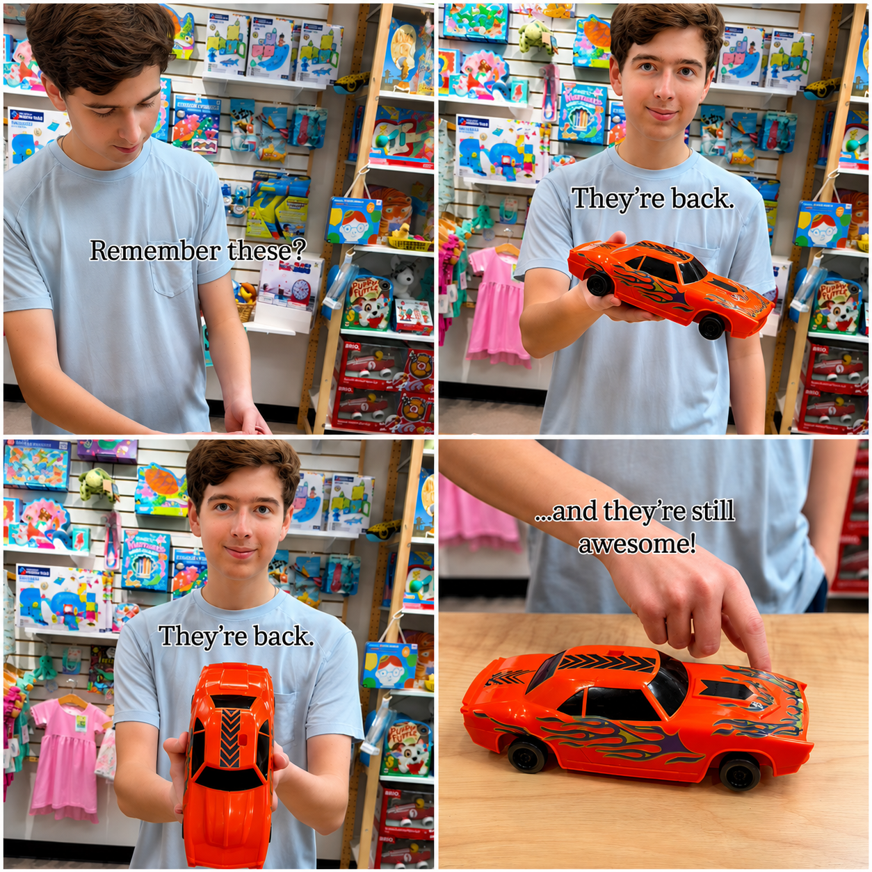 Relive the fun of the '90s with the Speed Ripper Muscle Car! Pull the rip cord to launch Torque up to 100 feet. No batteries needed—just fast-paced racing fun, now at Tomfoolery Toys.
