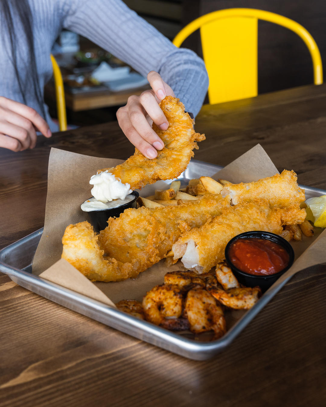 JOEY'S FAMOUS FISH & SHRIMP COMBO - Two pieces of Joey's Famous Fish, and shrimp cooked your way, se Joey’s Seafood Restaurants Saskatoon (306)955-5858