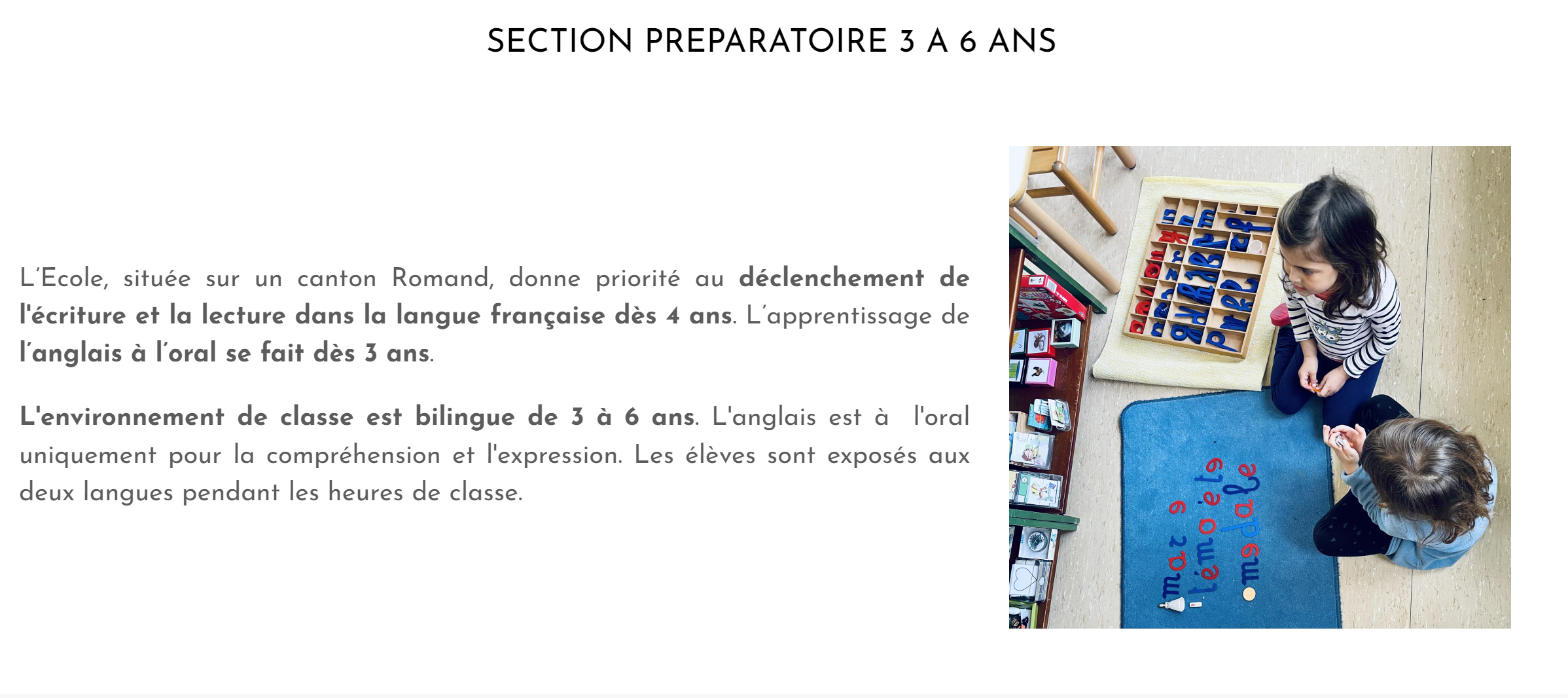 Bilder Ecole des Nations (pédagogie Montessori)