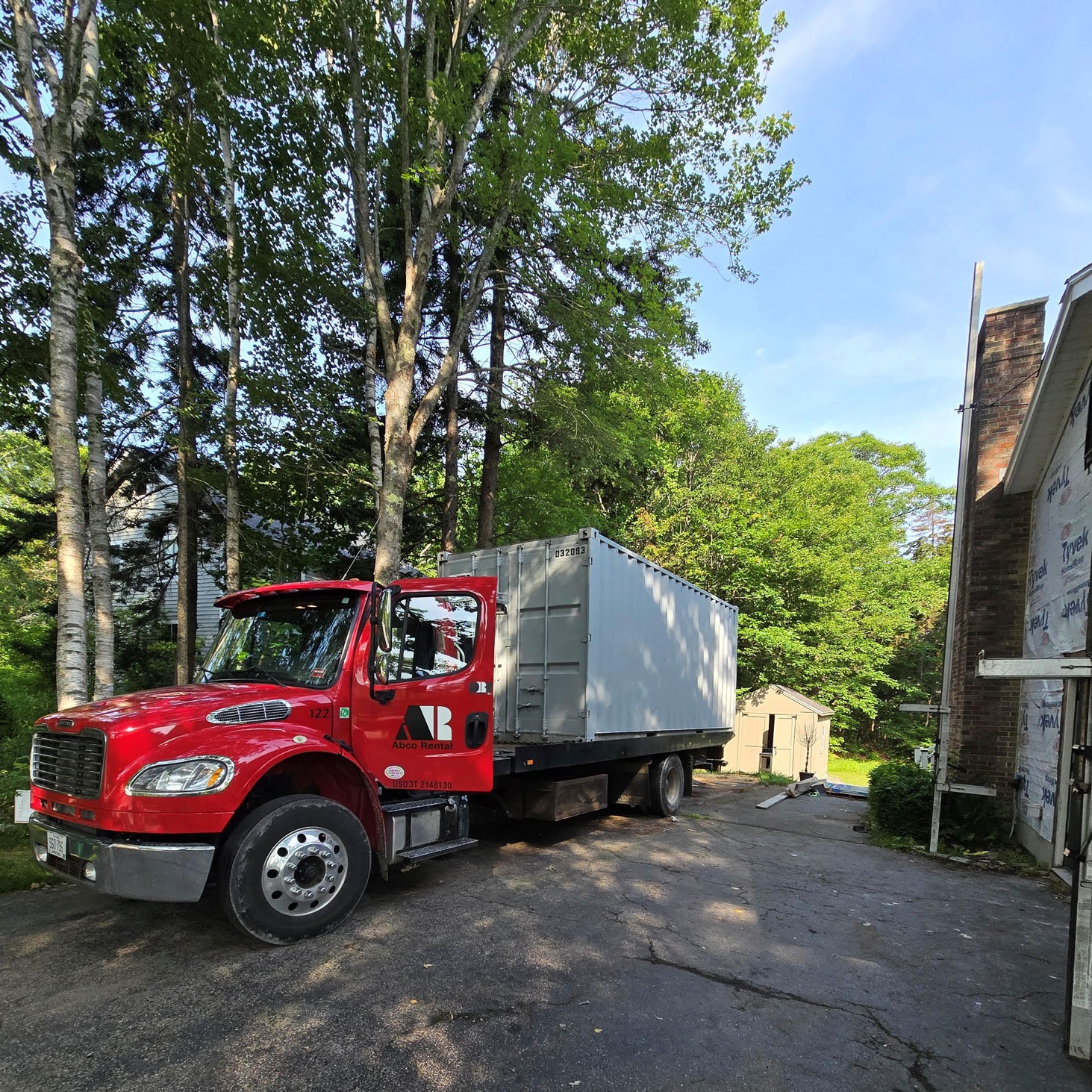 Abco Rental and Storage 40-foot high cube shipping container delivered to Brunswick, ME 