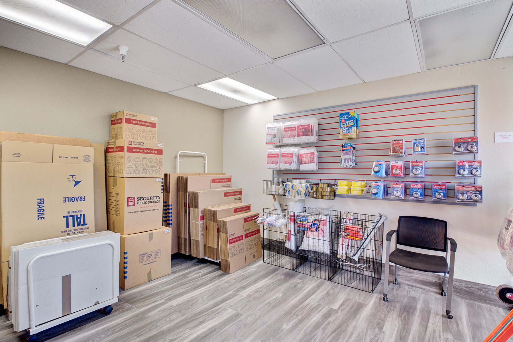 Boxes and other moving supplies for sale in Sacramento, CA at Security Public Storage.