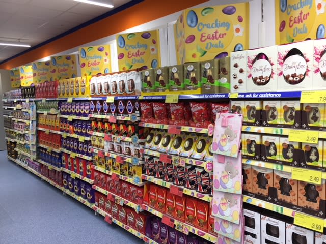B&M's new store on London Road, Lowestoft has a hopping mad Easter section, full of Easter Eggs and other chocolate and confectionery.