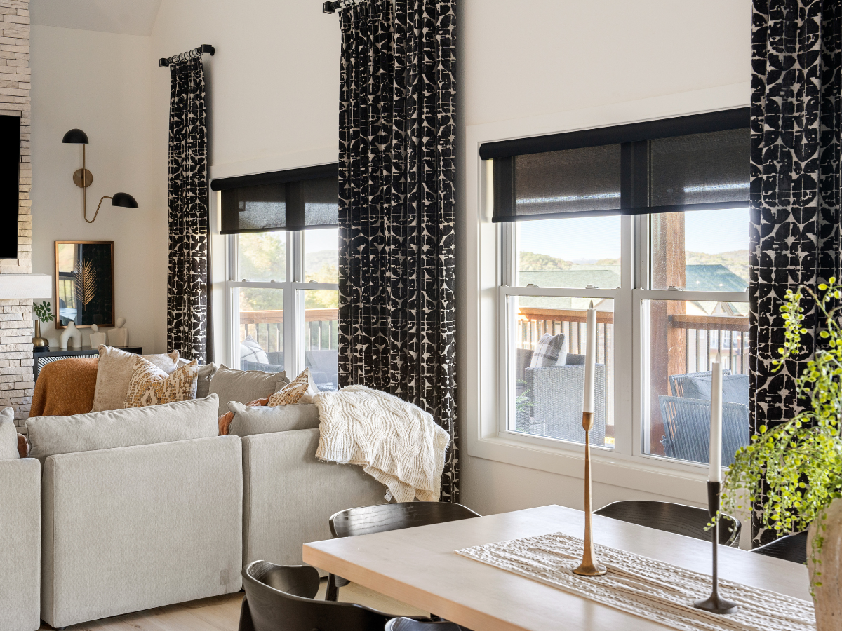 Roller shades provide a sleek, modern design with excellent light control, while our premium drapery hardware adds a refined touch to complete the look.