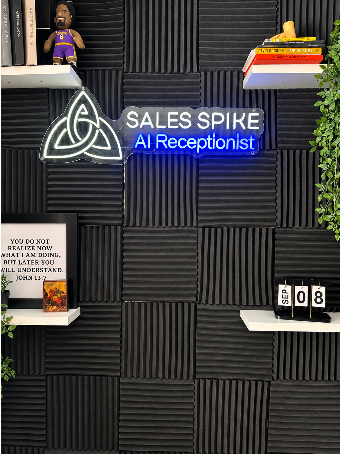 Sales Spike office featuring the company’s branded sign and workspace. Sales Spike provides restaura 