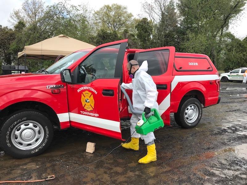 Sanitizing local first responder vehicles