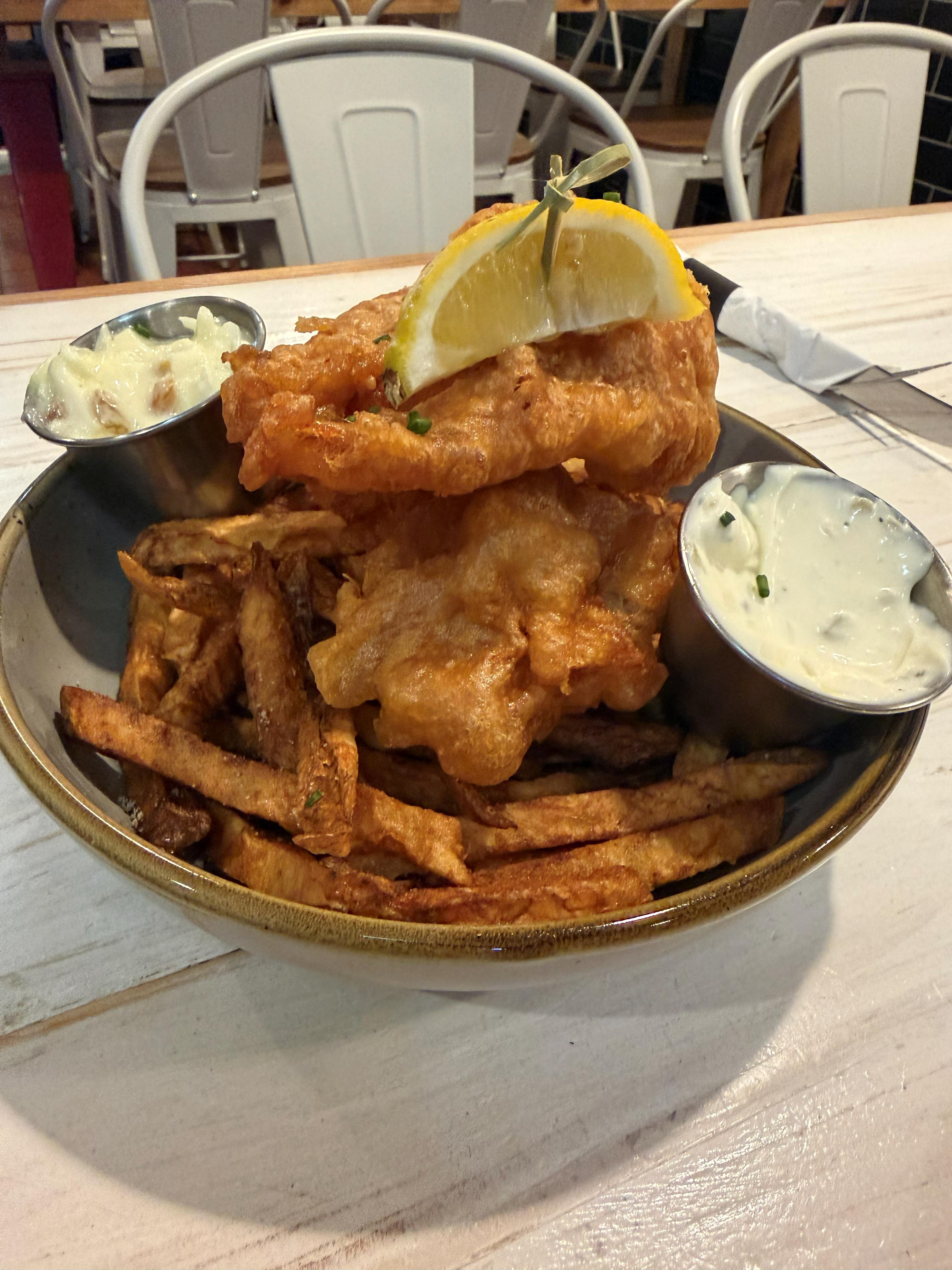 Fried cod and homemade fries. Best lunch in Leesburg, VA