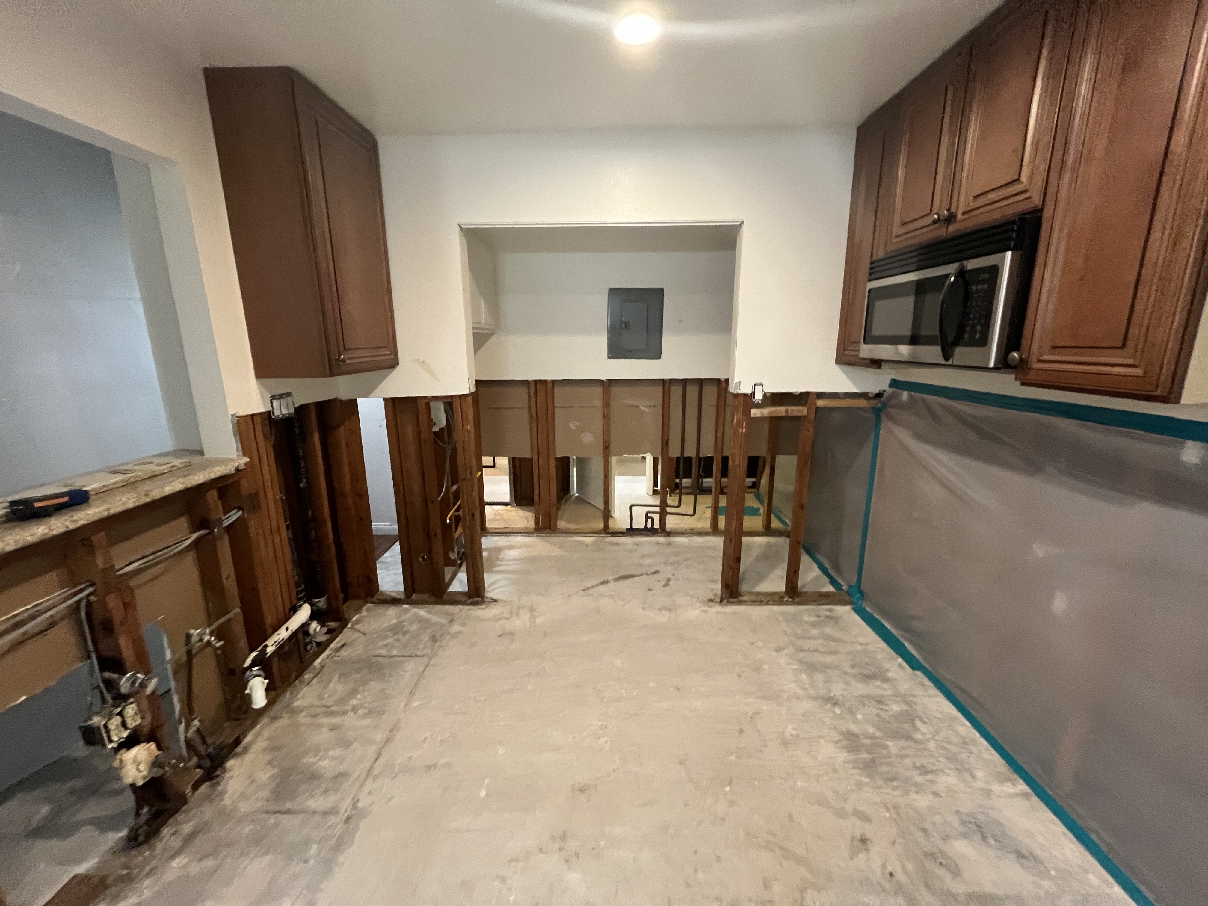 Demolition of a Kitchen & Laundry room performed by SERVPRO crew.