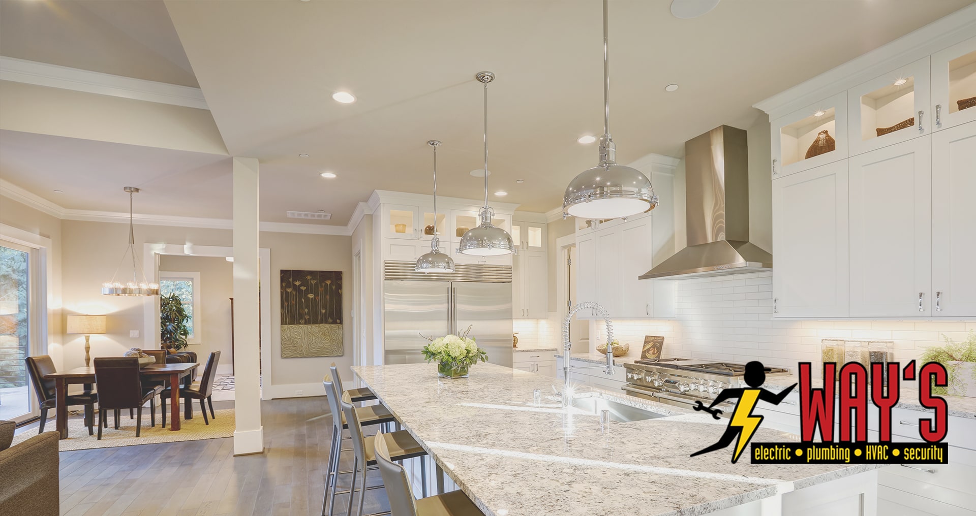 kitchen with interior lighting installed by Ways Electric