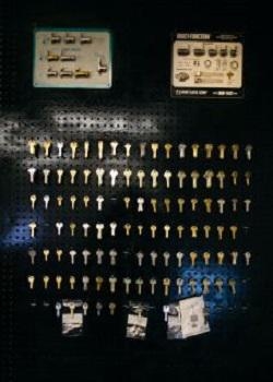 A simple photo of our shop, displaying some of the more common car keys that customers need duplicates for.