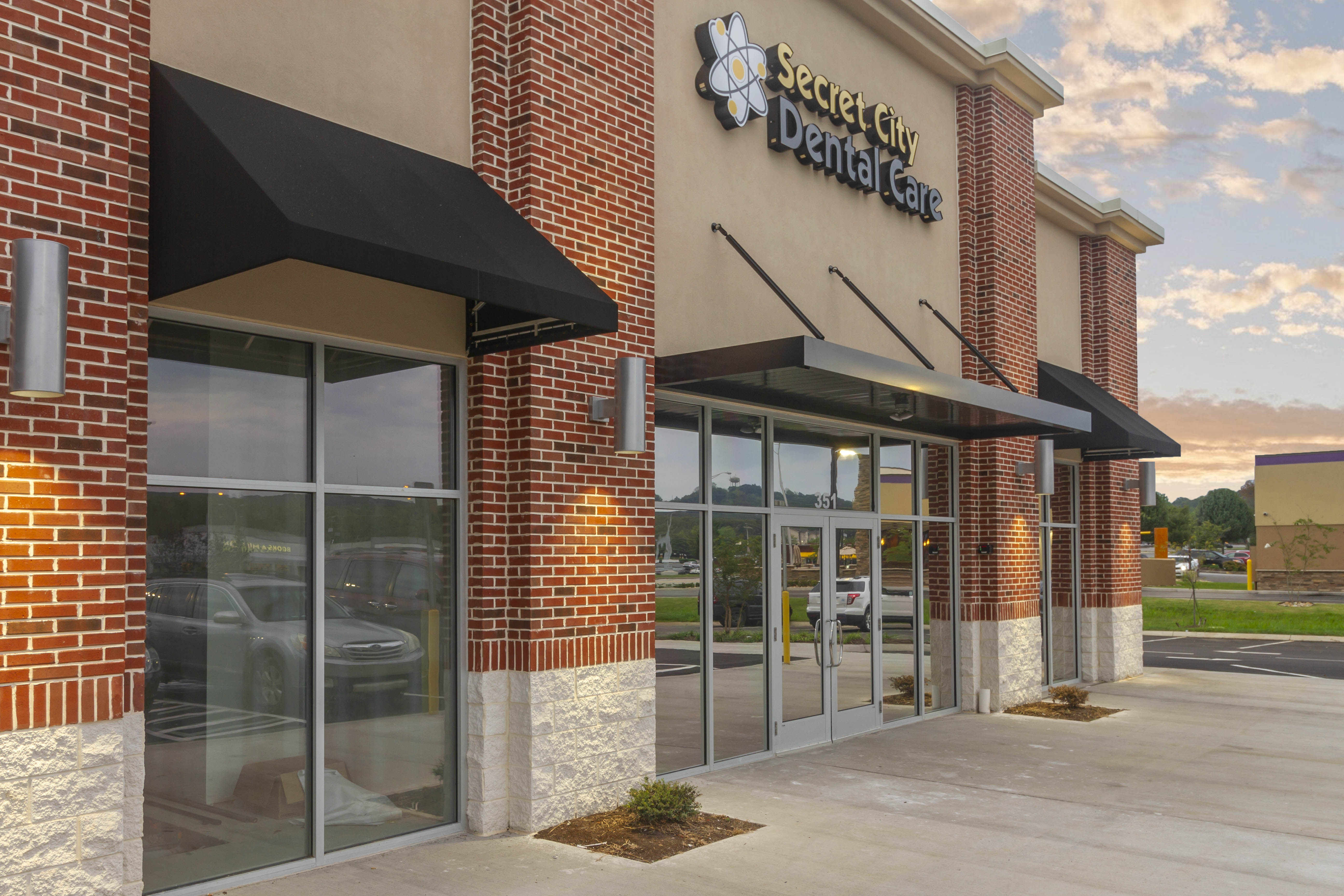 Front of office, Secret City Dental Care. Dentist in Oak Ridge, TN. 