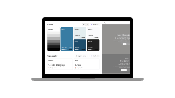 Hanse Medien entwickelt individuelle Webdesigns und Corporate Designs für Arztpraxen. Das gezeigte Branding-Konzept zeigt, wie Farbwelt, Typografie und Website-Struktur perfekt aufeinander abgestimmt werden.