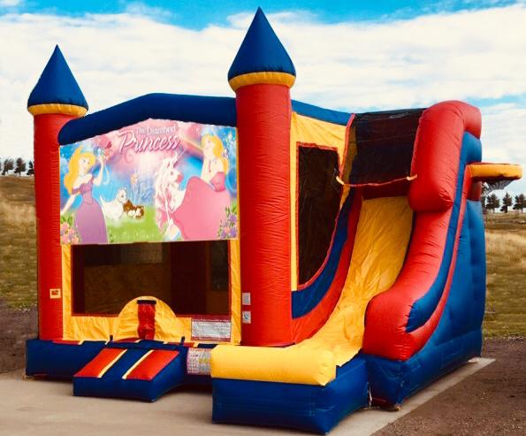 The Excalibur bounce house with princess theme.