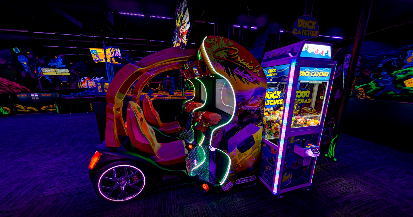 Driving arcade game at Monster Mini Golf Chantilly