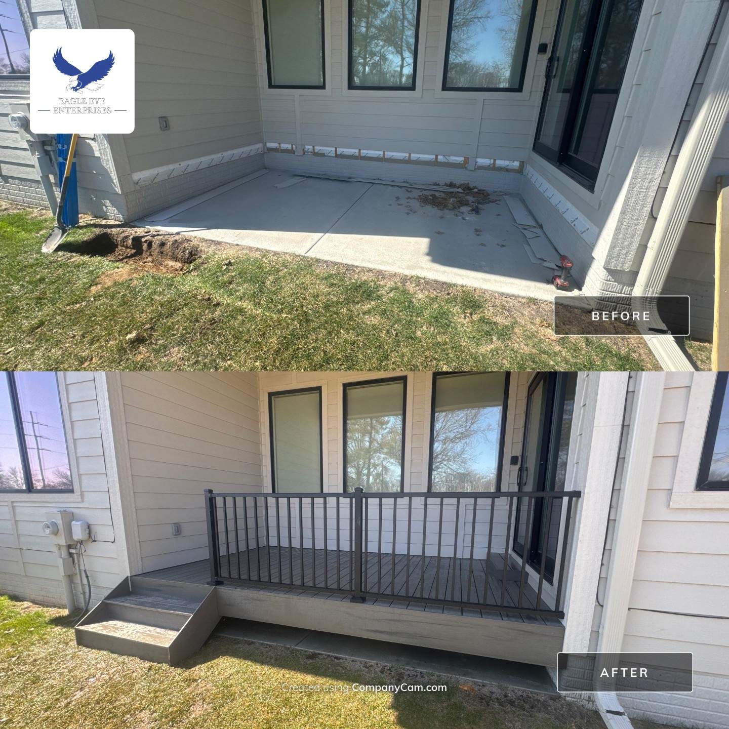 Custom deck built over patio.