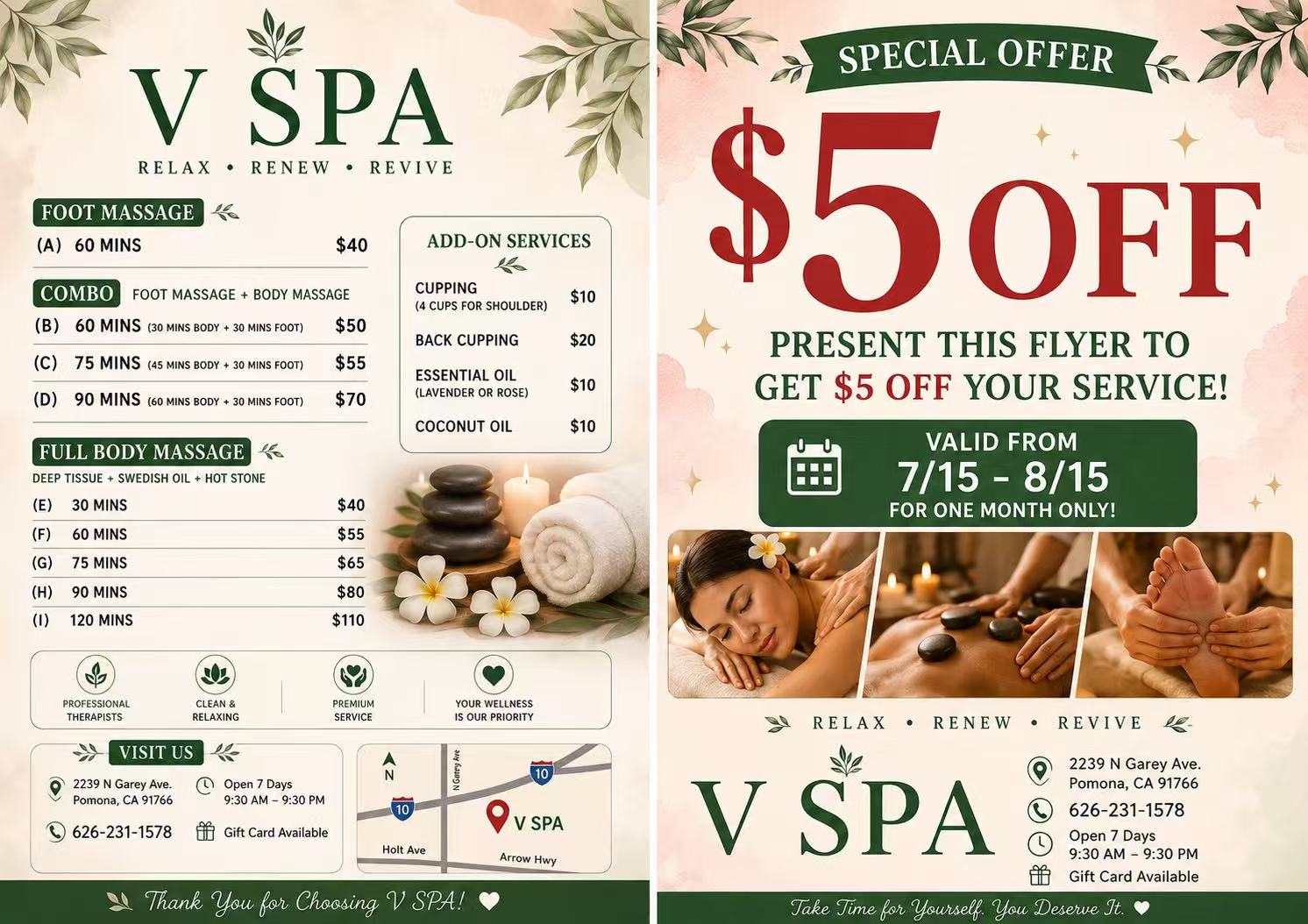 Here at V Spa & Massage we love being a part of helping
taking part in peoples wellness and a better life.