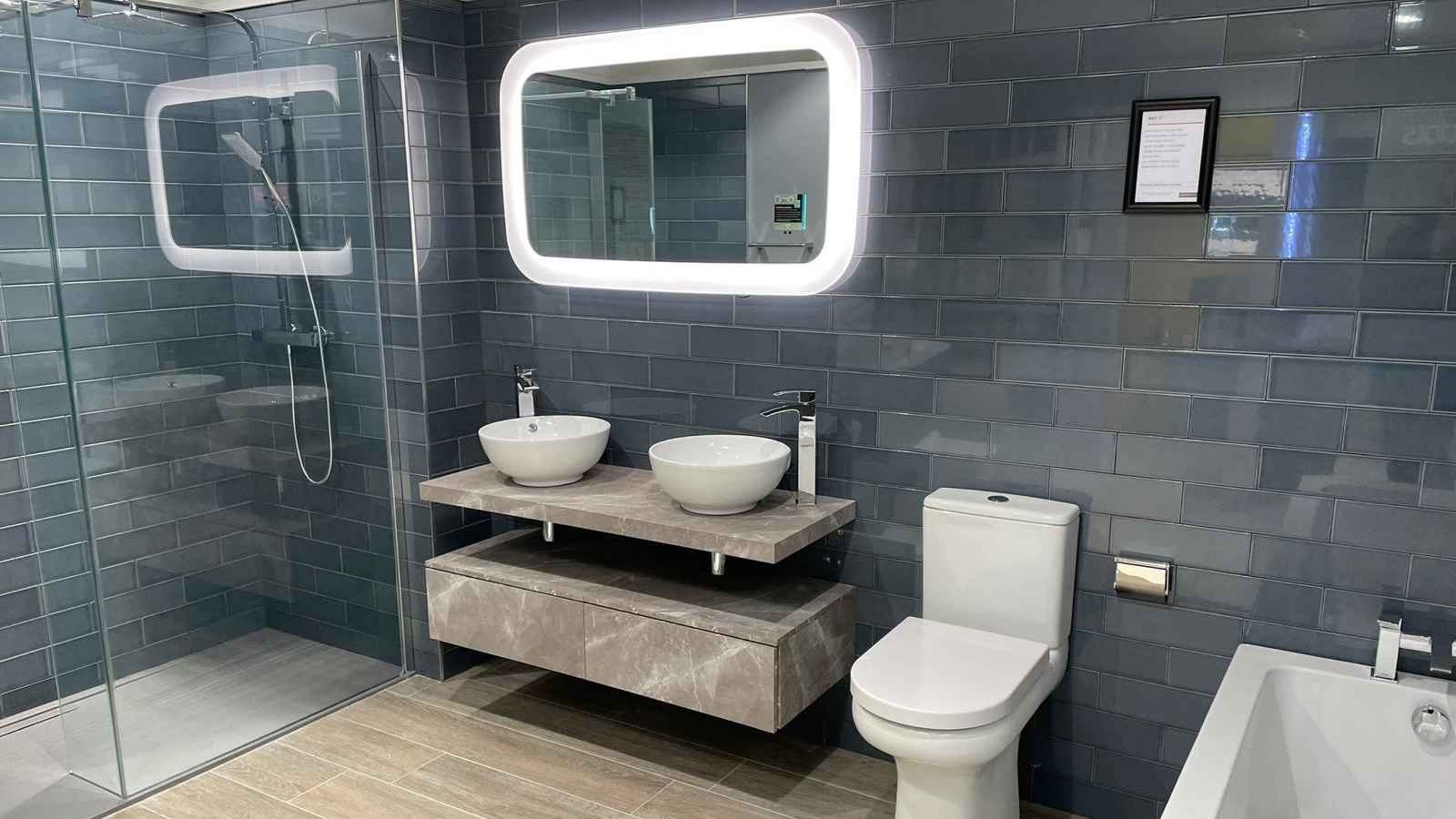 HIB Blend Greystone Double vanity basin units