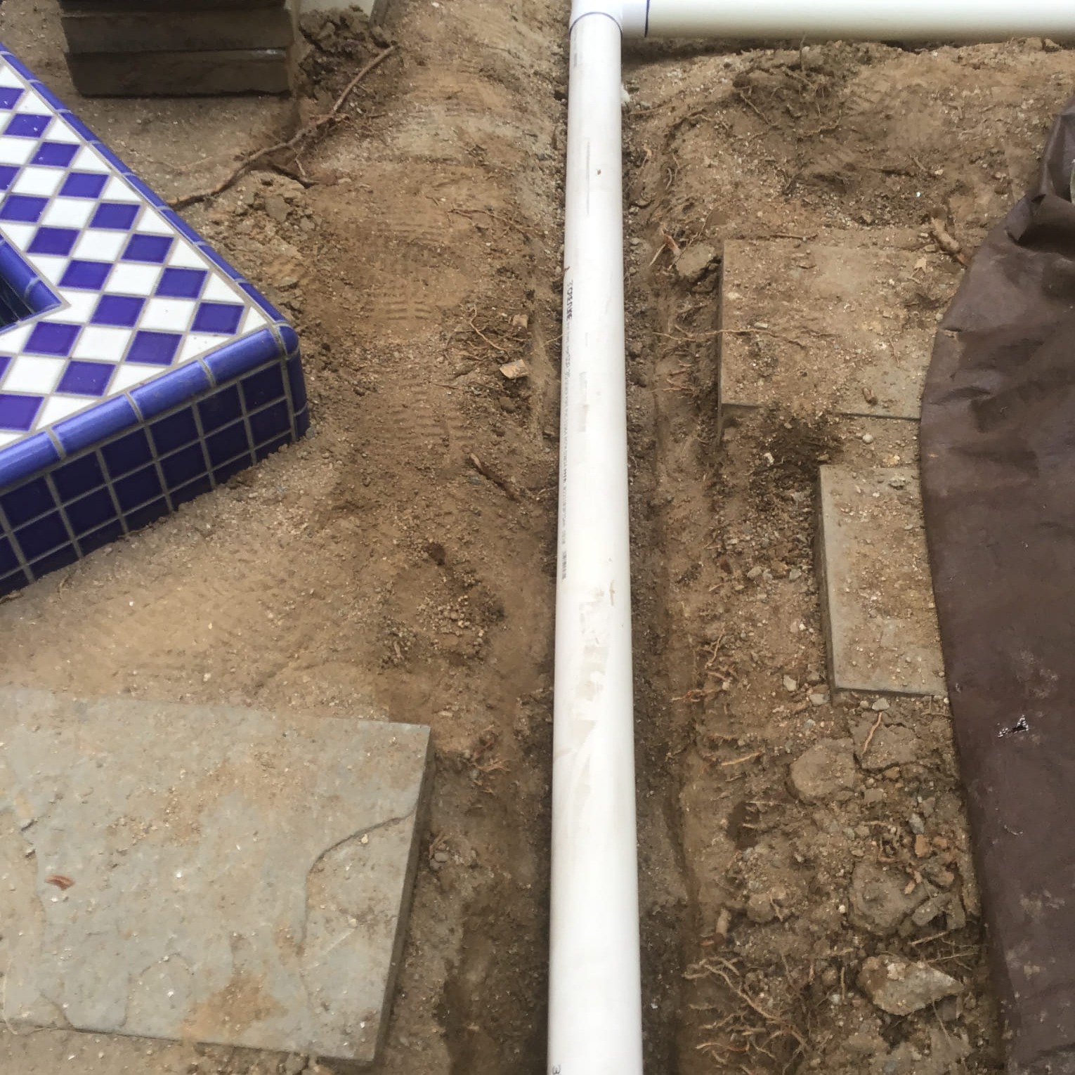 Pipe repair in progress.