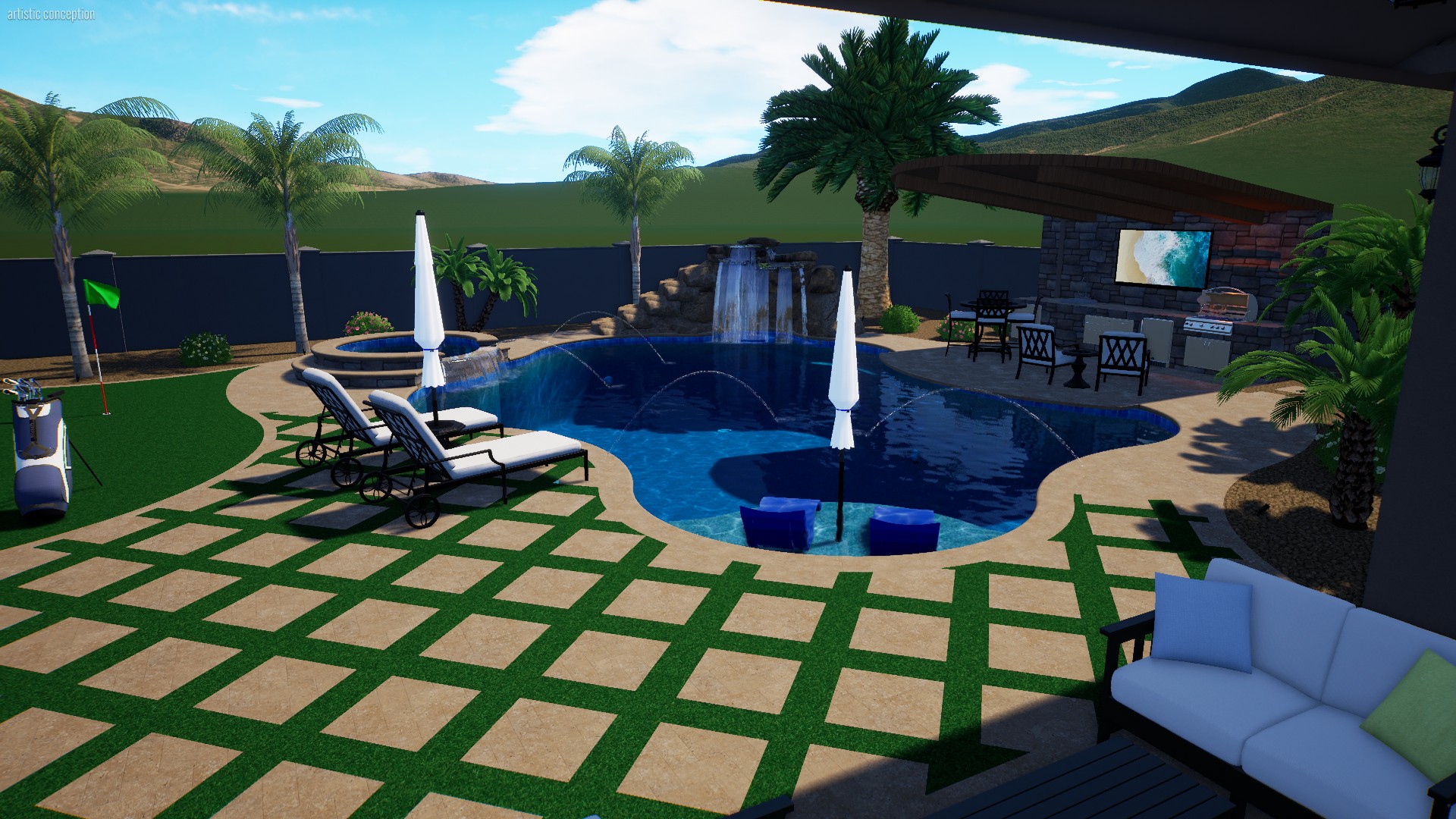 3D Outdoor Living Pool and Landscape Design No Limit Pools & Spas Mesa (602)421-9379